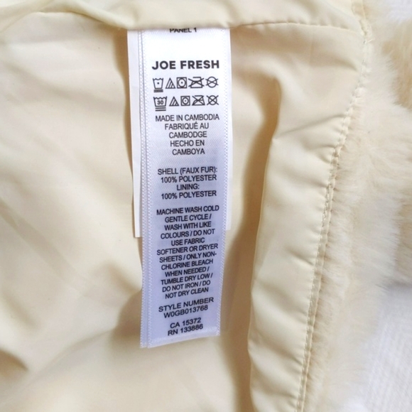 joe fresh faux fur fully lined snap close jacket 3-6 months baby girl - Picture 5 of 6